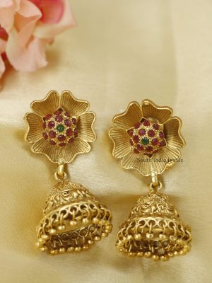 Beautiful Floral Temple Jhumkas