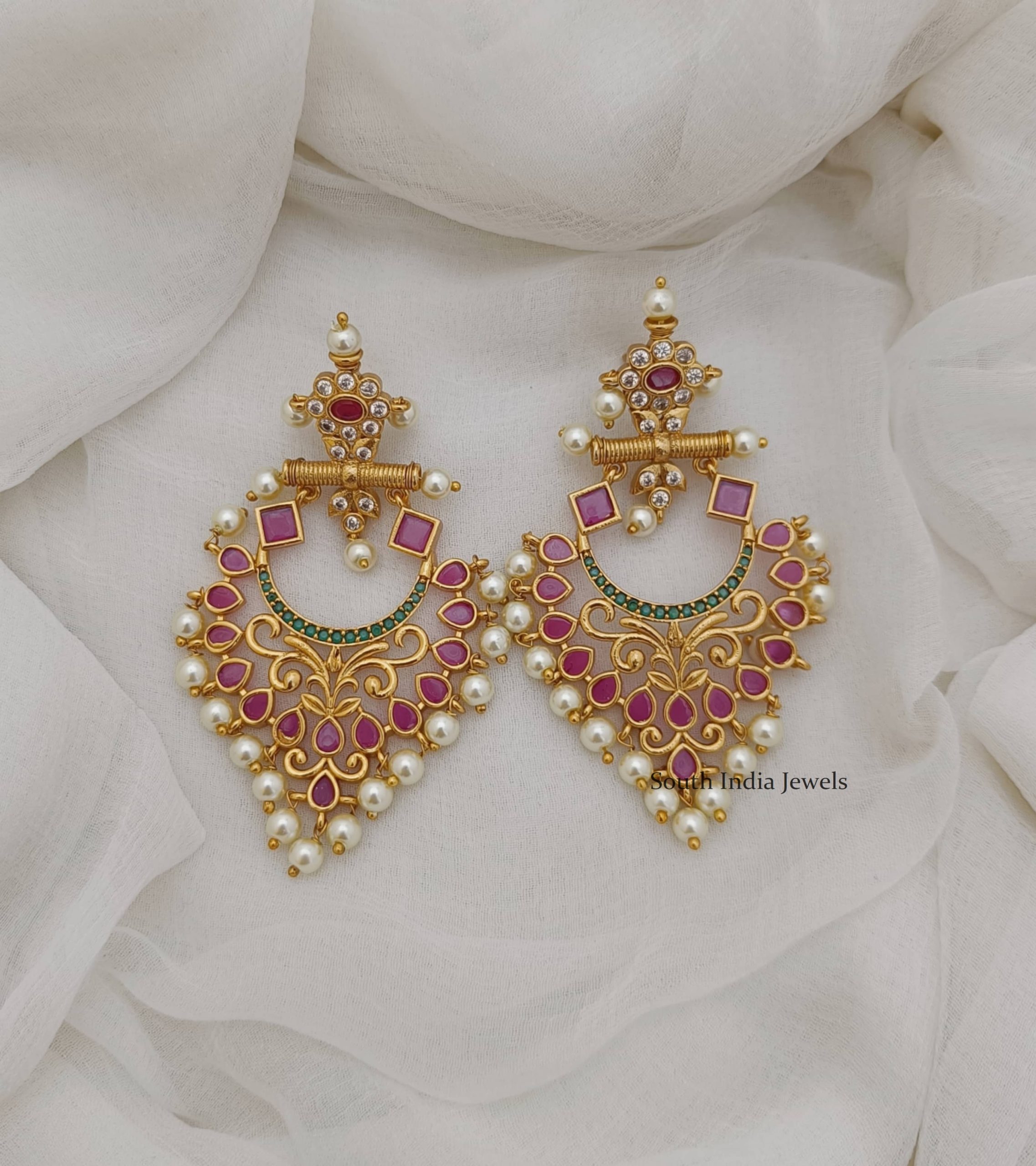 AD Chandbali Design Earrings- South India Jewels- Online Shop