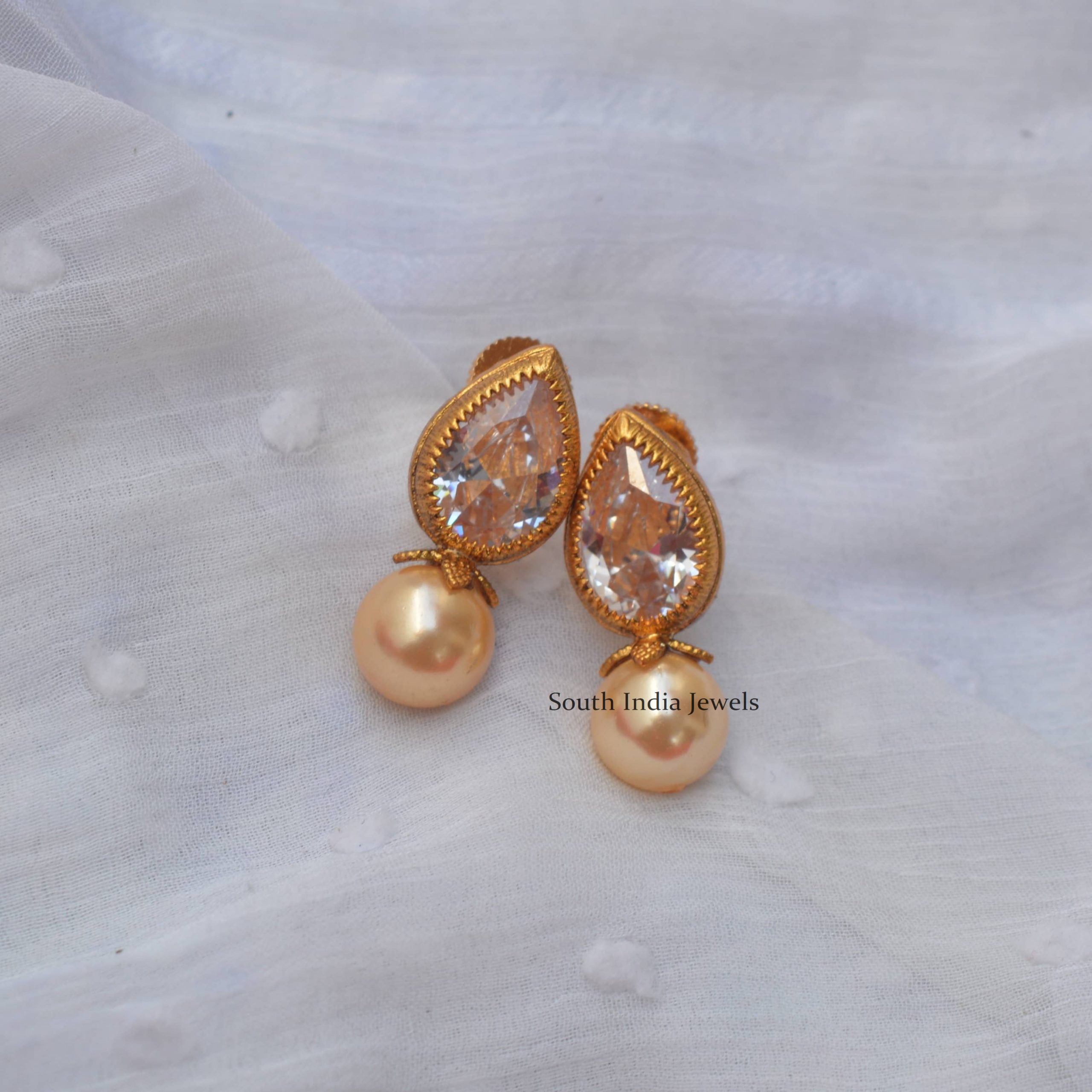 Pearl Design Studs- South India Jewels- Online Shop