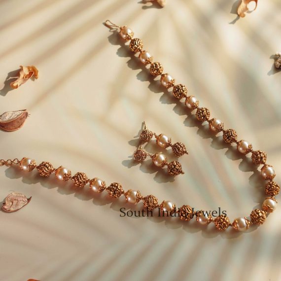Beautiful Pearl & Golden Beads Mala Set