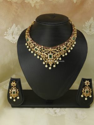 Bridal Ruby Emerald Necklace