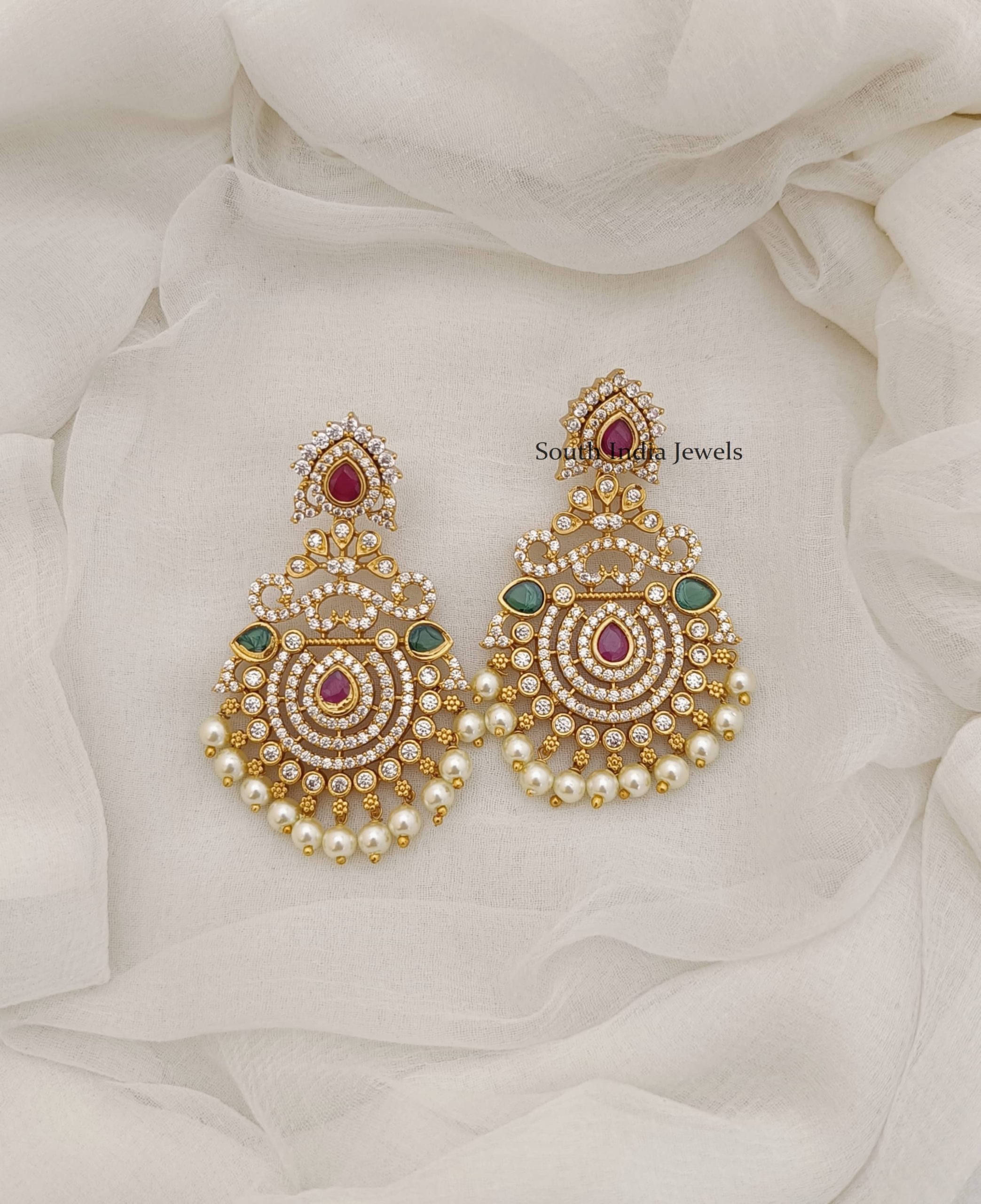Chandbali AD Earrings- South India Jewels- Online Shop