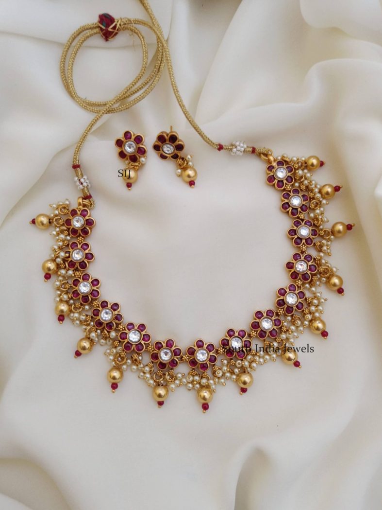 Classic Stones Gold Beaded Necklace