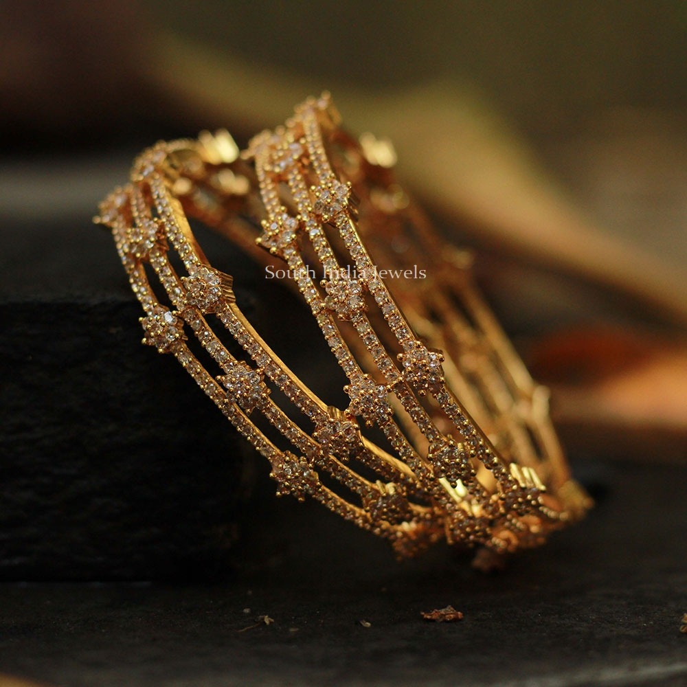 Classic White Stones Bangles- South India Jewels - Online Shope
