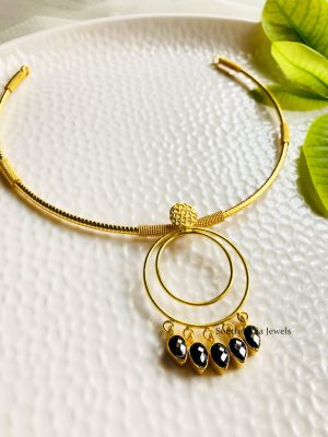 Duo Circled Pendent Cuff Necklace