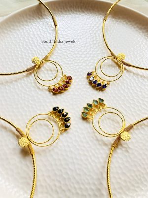 Duo Circled Pendent Cuff Necklace