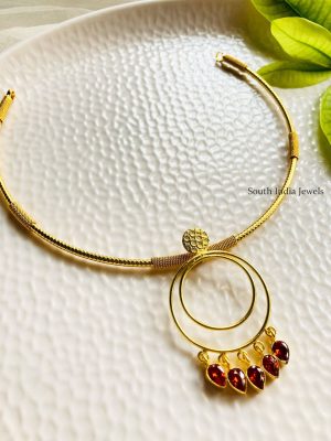 Duo Circled Pendent Cuff Necklace