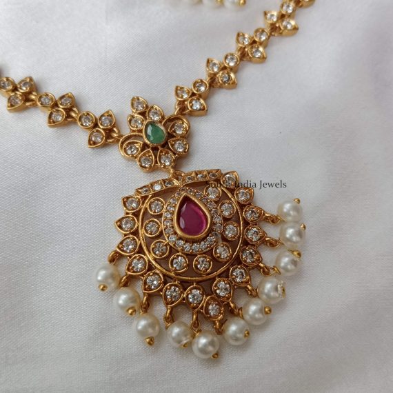 Elegant Stone Pearl Necklace Set
