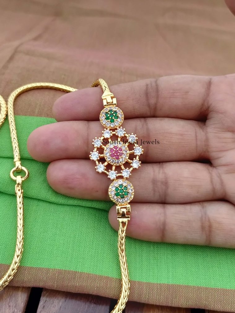 Flower CZ Stone Mugappu Chain