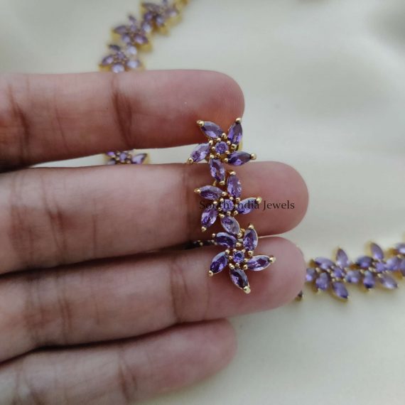 Flower Design Purple Stone Necklace (3)