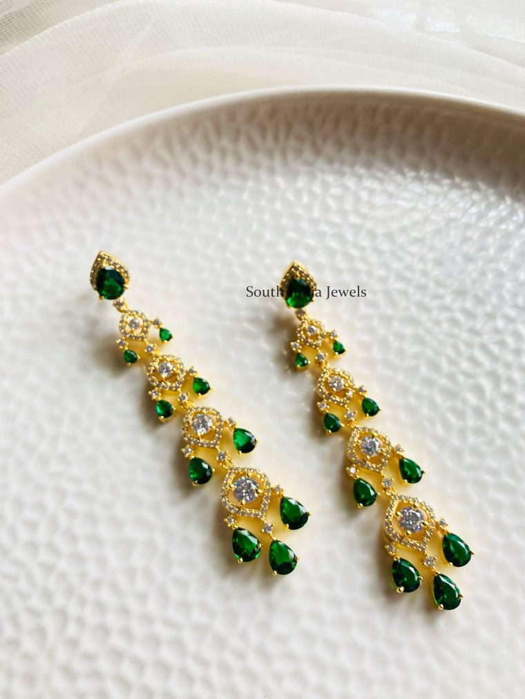 Golden Layered Danglers Earrings