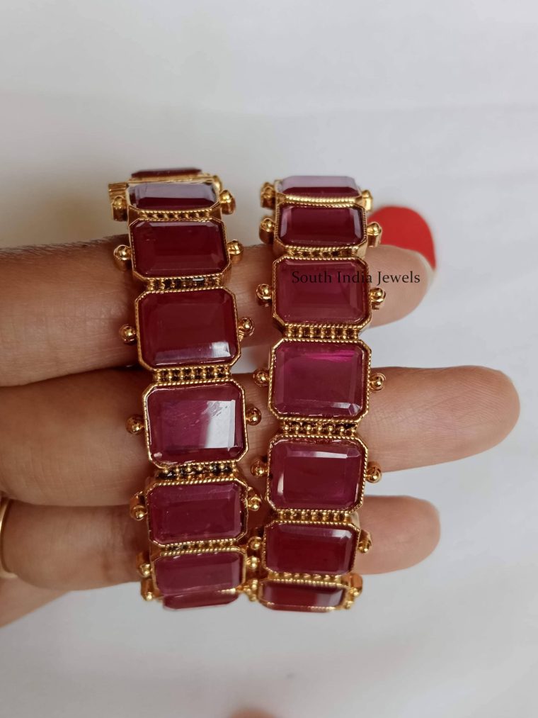 Gorgeous Ruby Rectangles Bangles