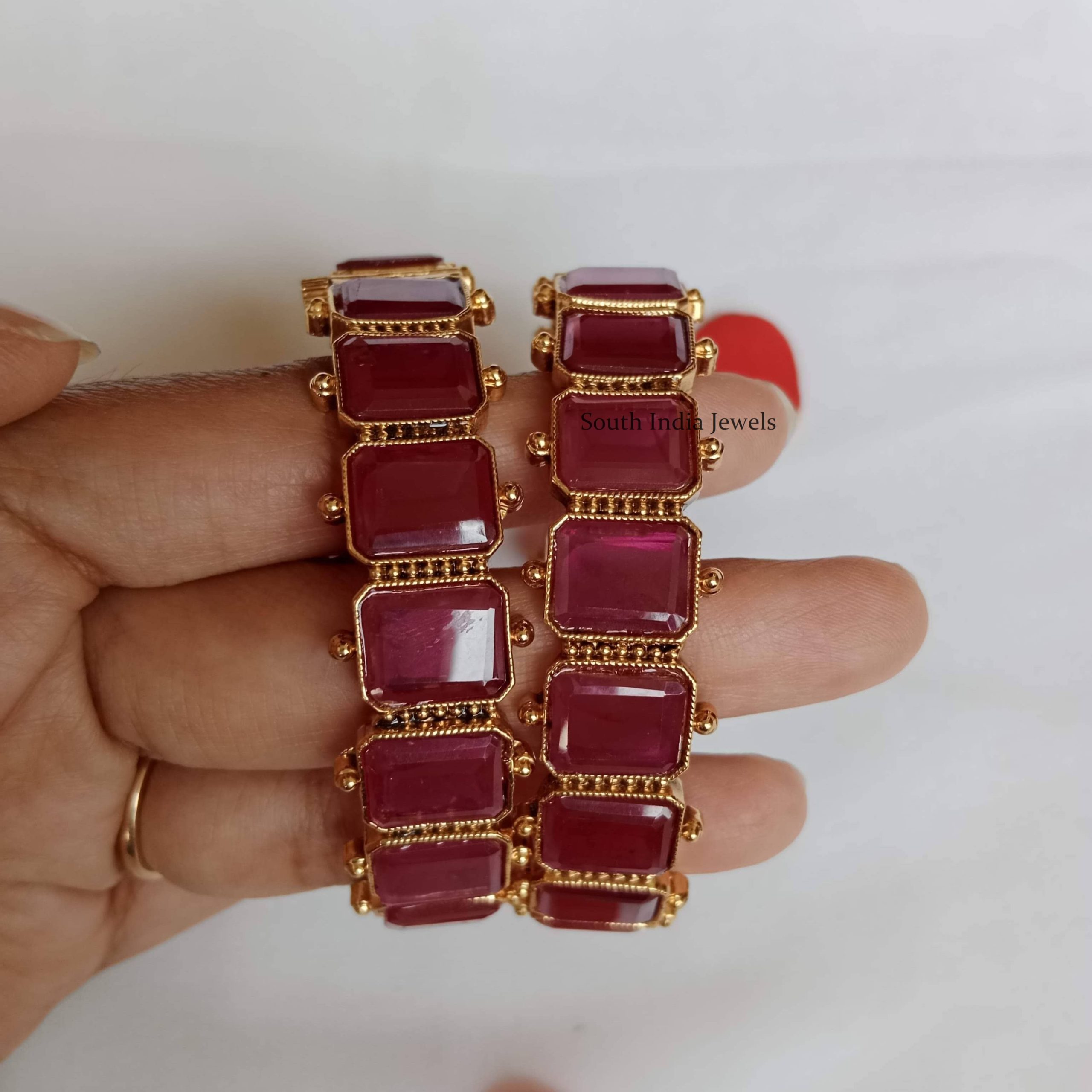 Gorgeous Ruby Rectangles Bangles