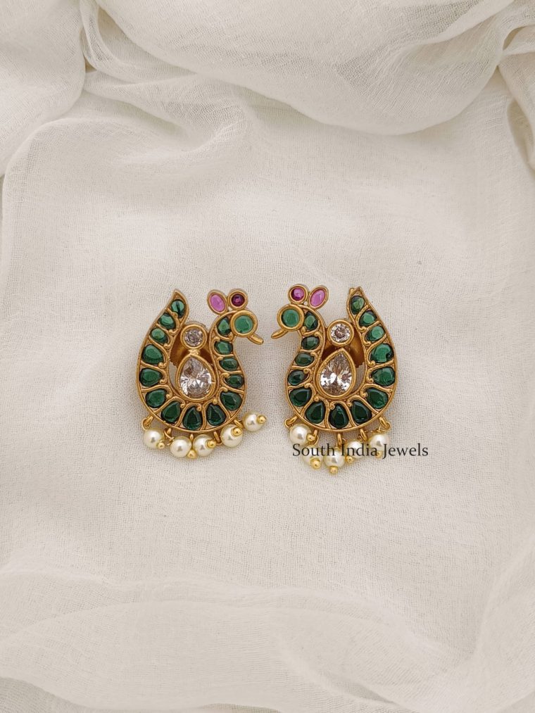 Green Peacock Earrings