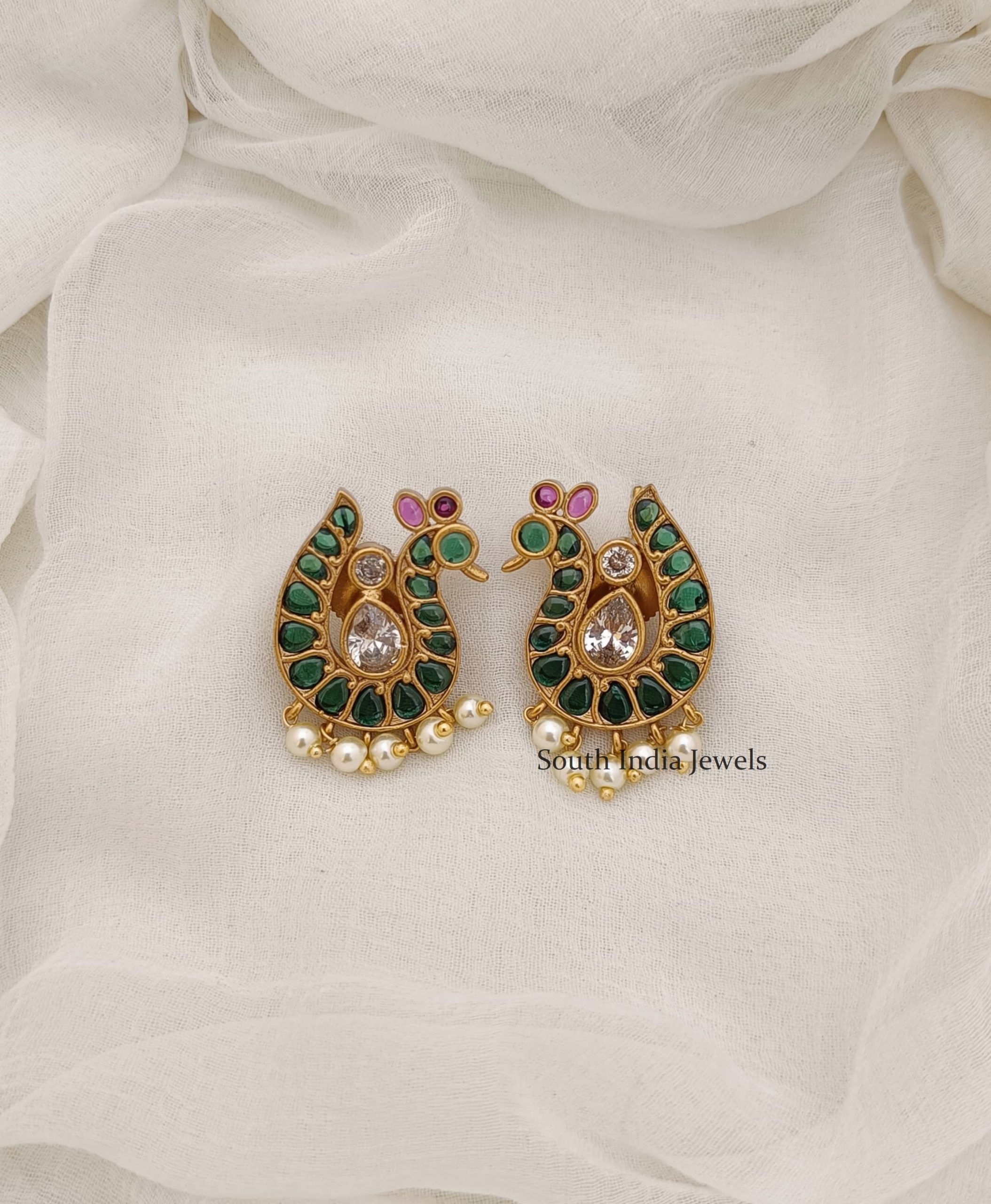 Green Peacock Earrings