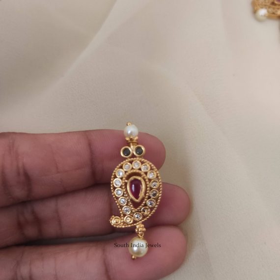 Lakshmi Ganesh Emerald Design Necklace