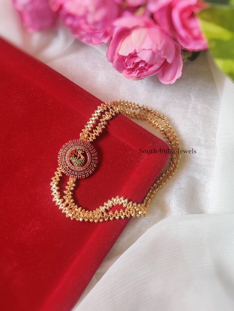 Gold Finish Ganesha Mugappu Chain - South India Jewels