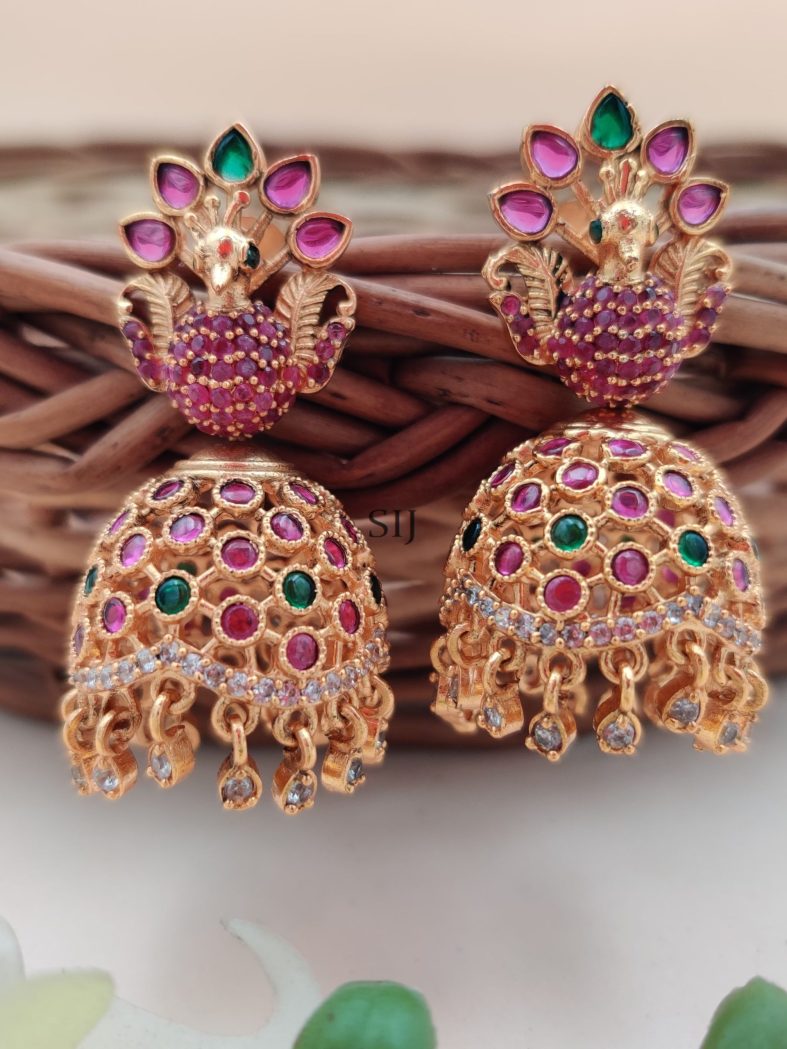 Peacock Rotating Design Jhumkas