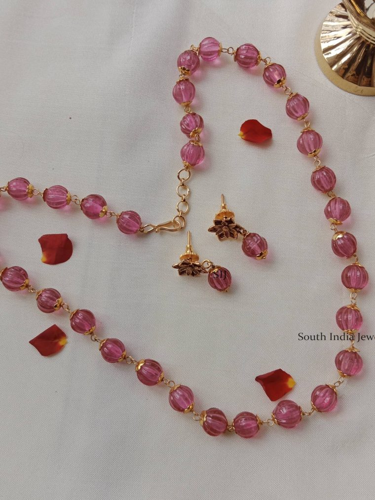 Pink Beads Single Layered Necklace