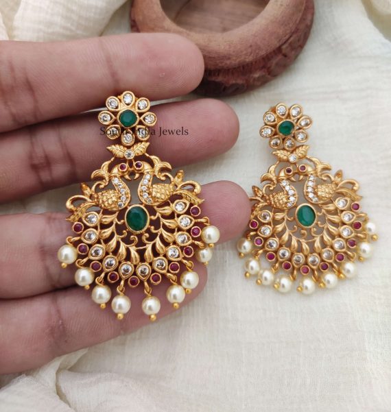 Ruby & Green Peacock Earrings (2)