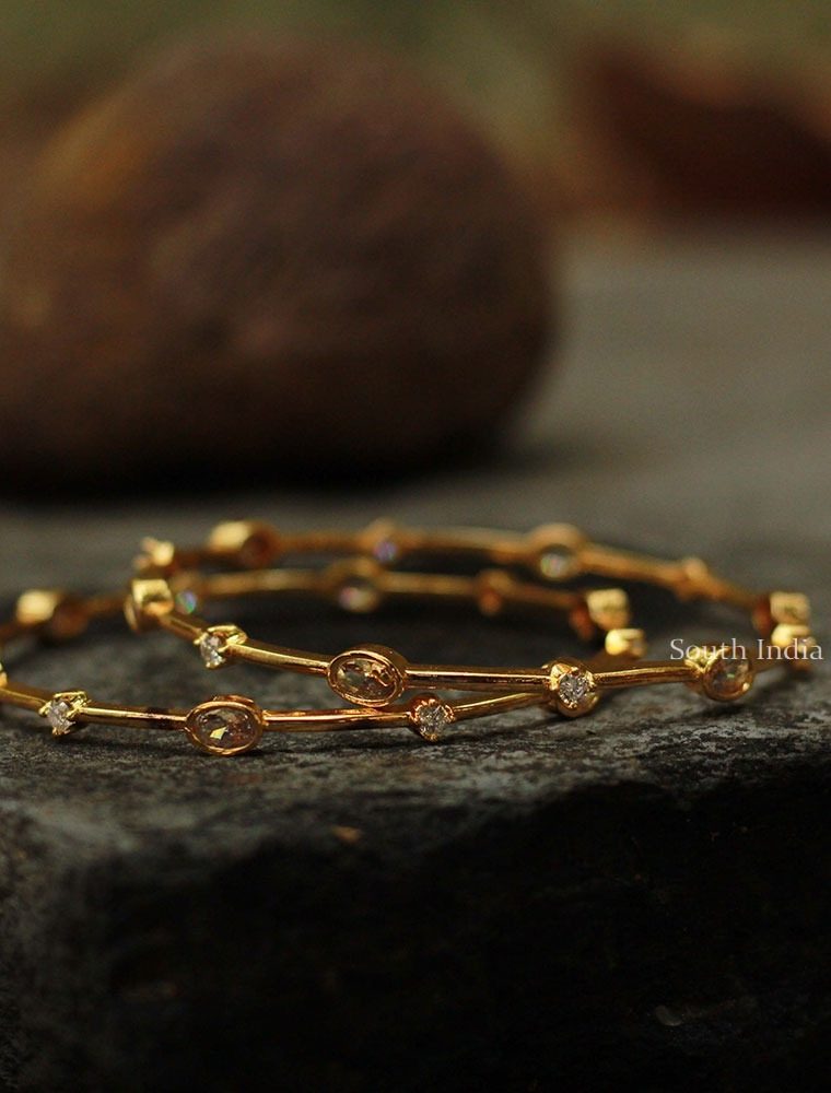 Simple White Stone Bangles