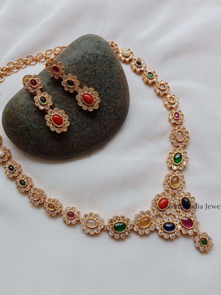 Sparkling Navarathna Stones Necklace