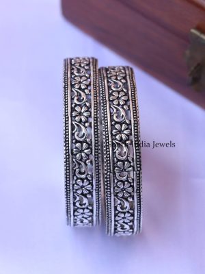 Stunning Oxidised Floral Bangles