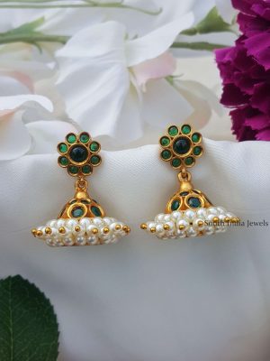 Traditional Green Stone Jhumkas (2)