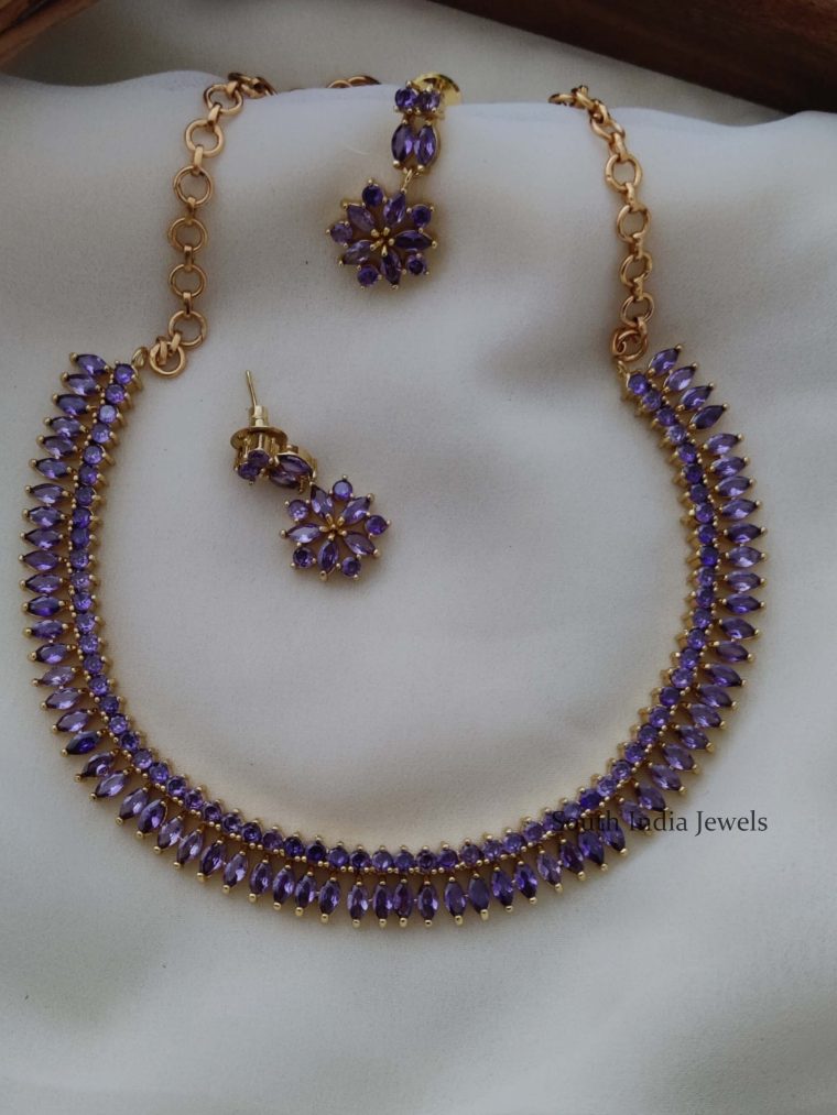 Trendy Purple AD Stone Necklace