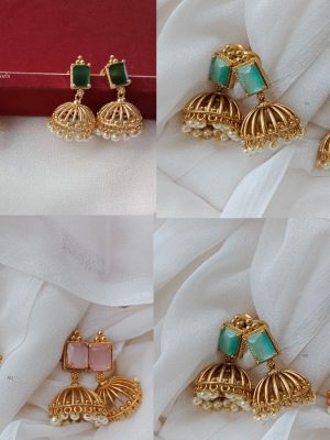 Beautiful Gold Look Combo Jhumkas