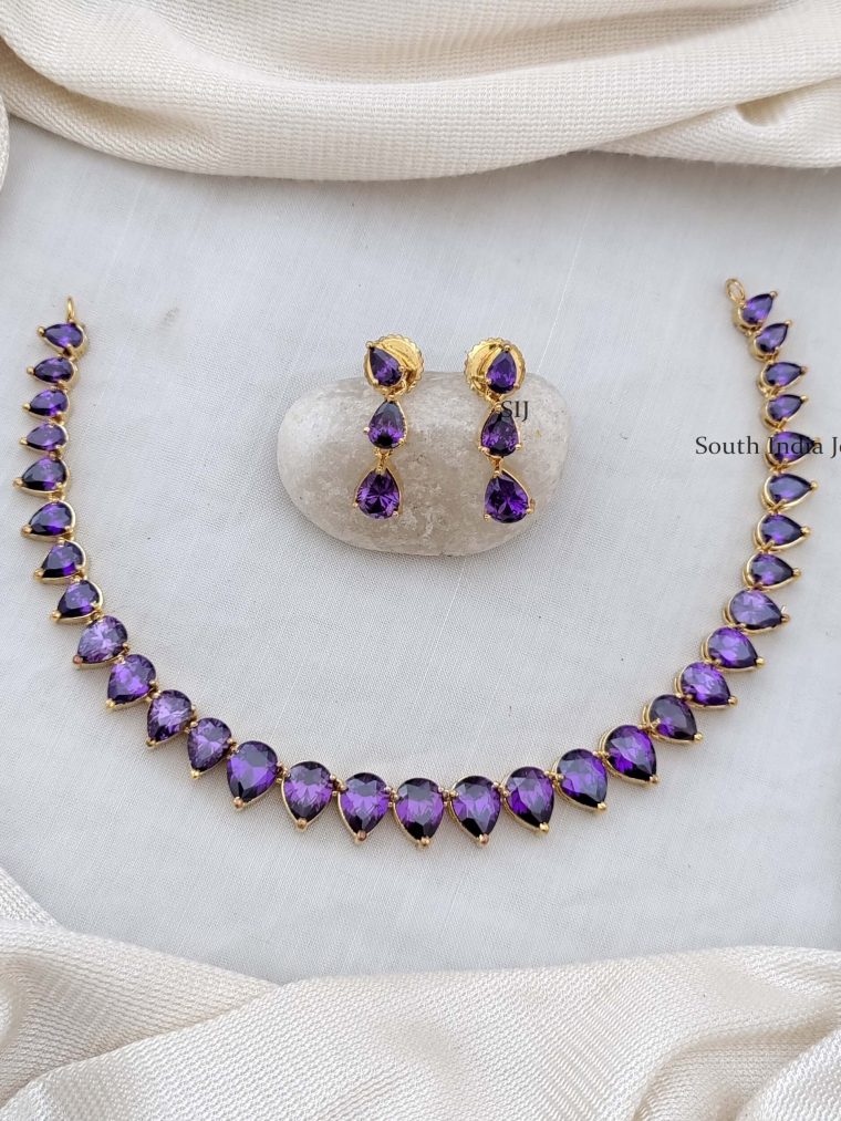 Amethyst Stones Drop Design Necklace