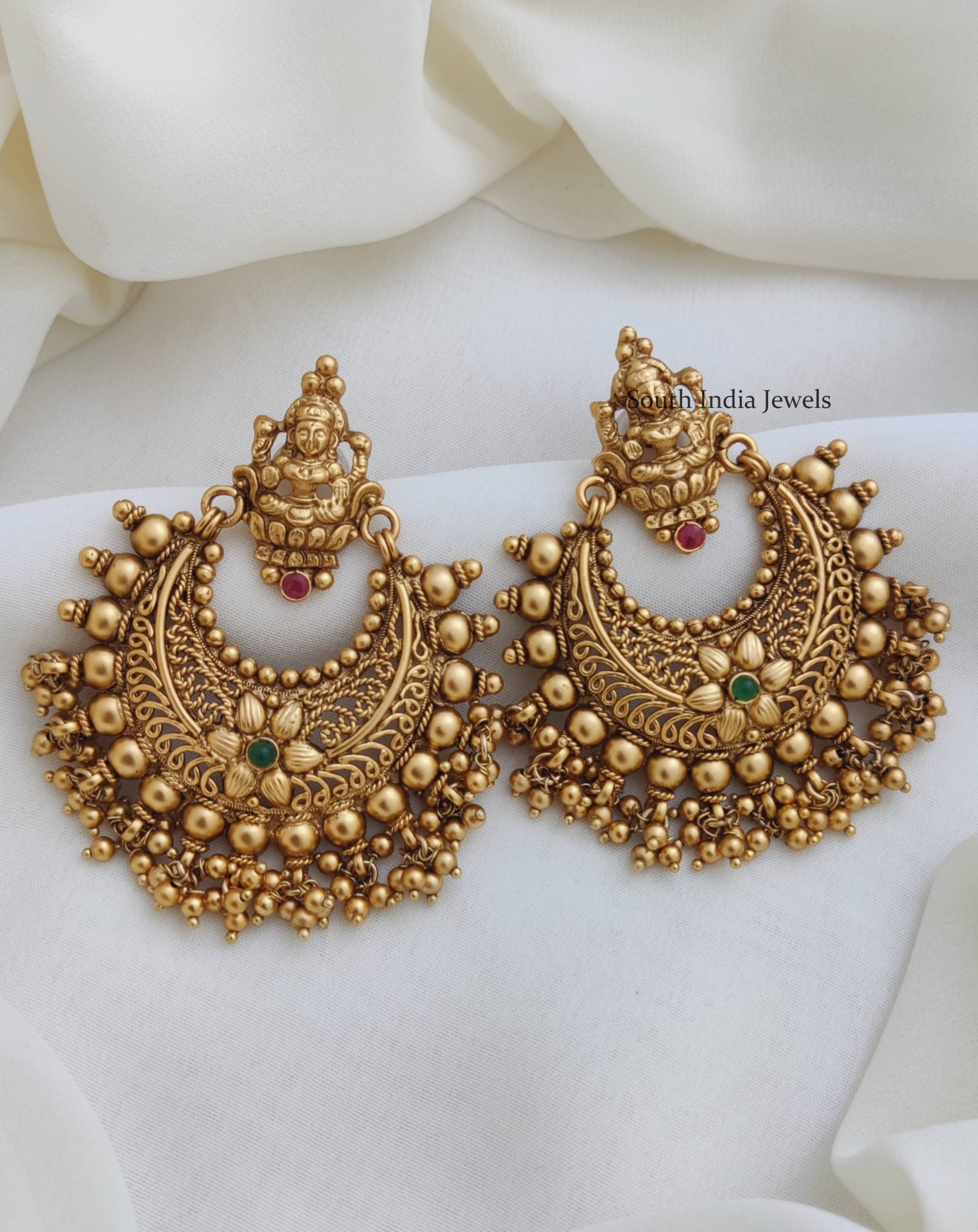 Antique Lakshmi Design Earrings- South India Jewels - Online Shop