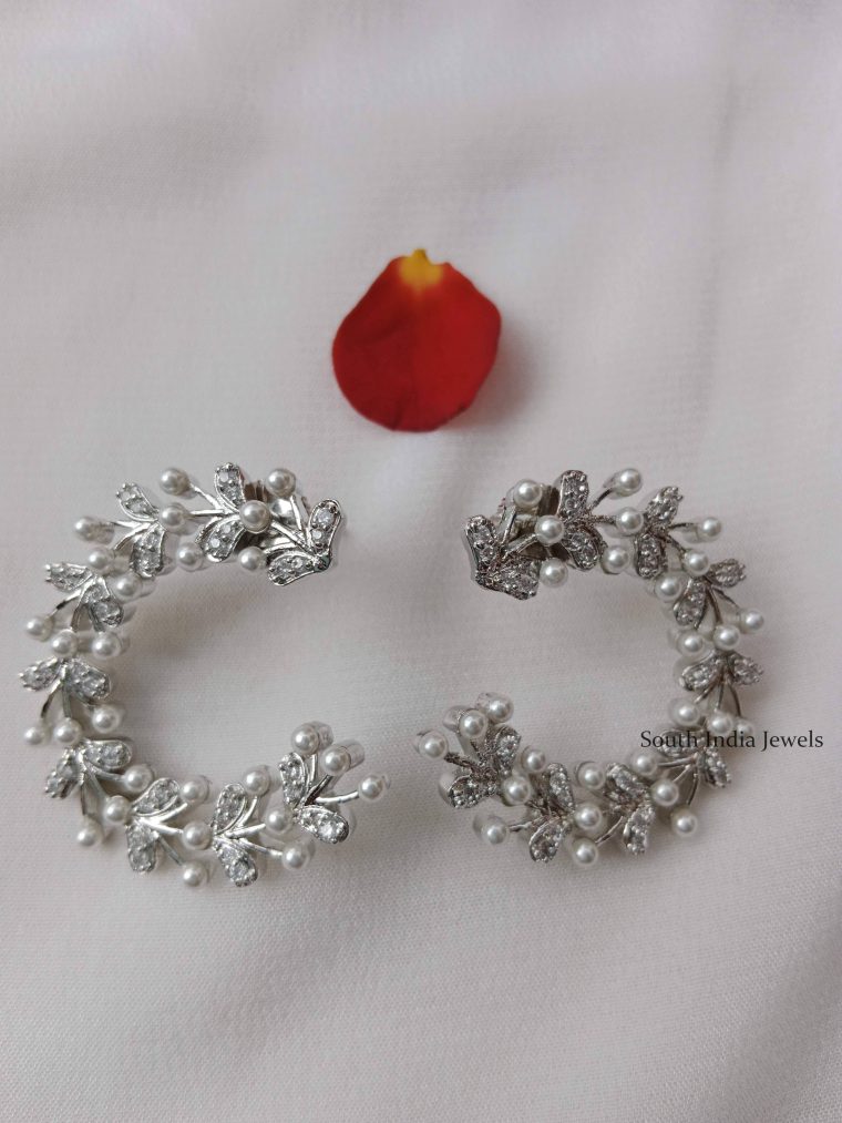 Attractive C Shaped Silver Finish Earrings,.