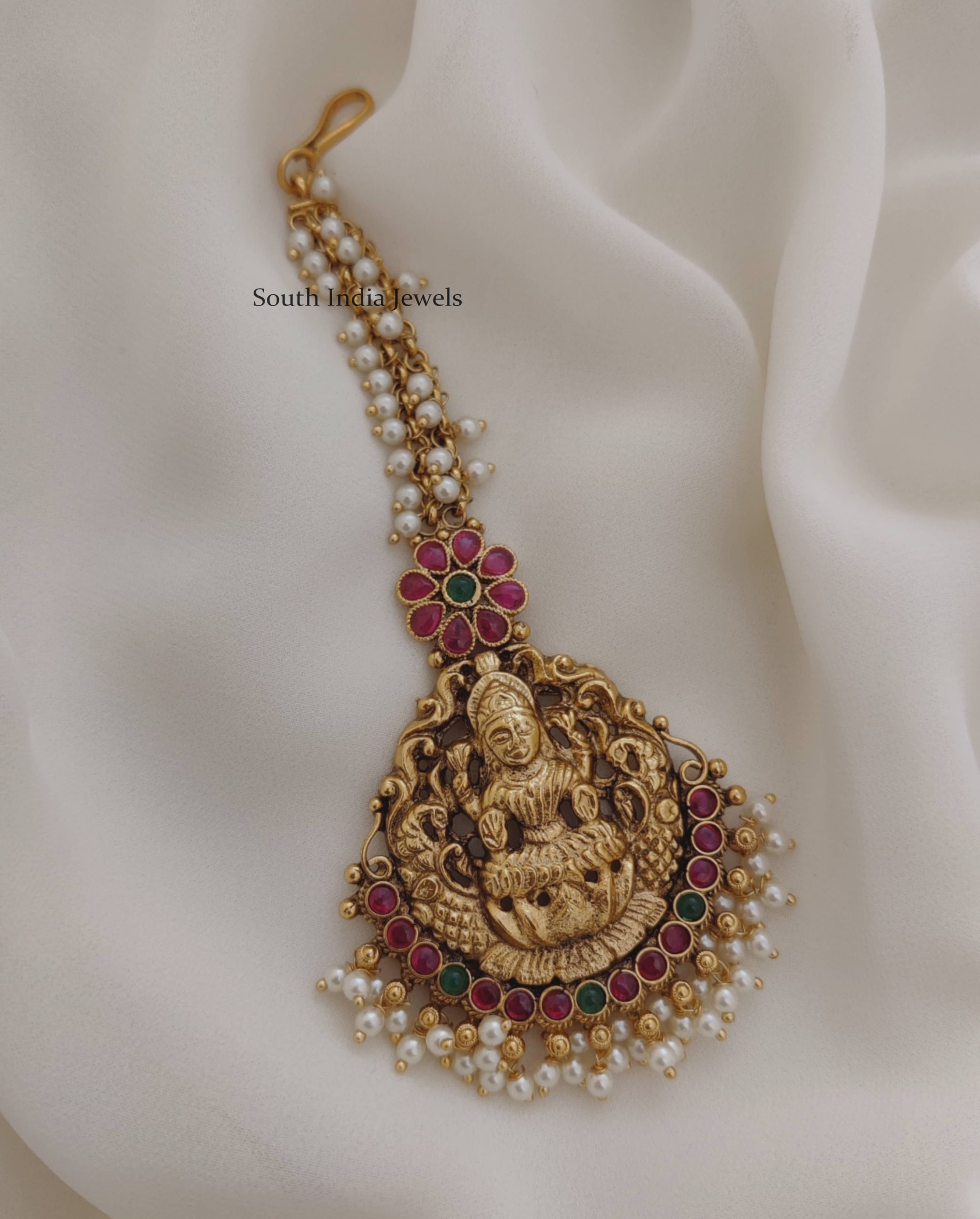 Lakshmi Design Pearl Maang Tikka-South India Jewels Online Store