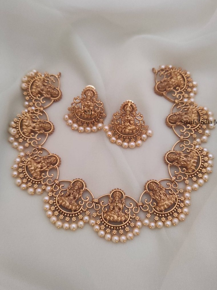 Elegant Lakshmi Pearl Design Necklace