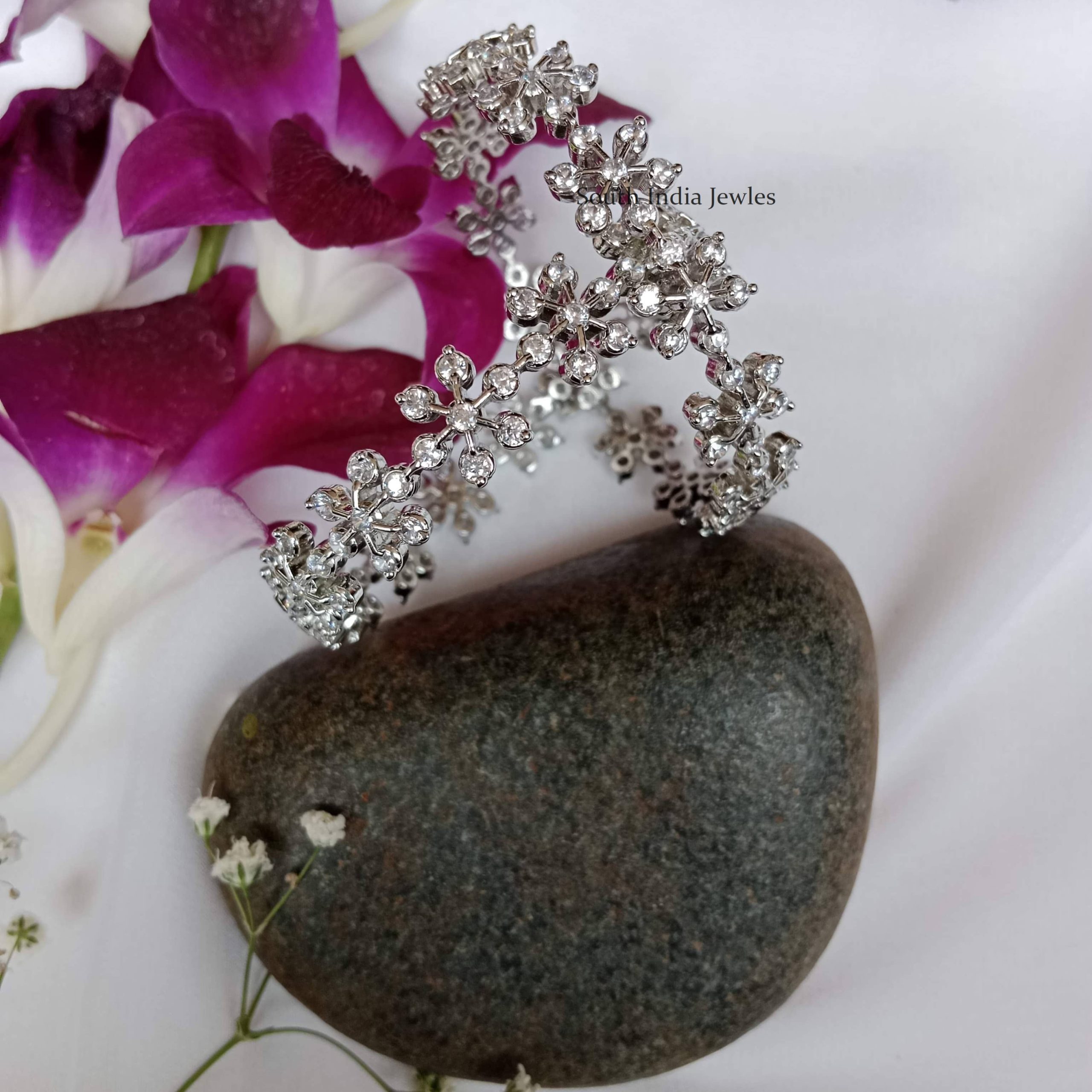 Floral Shaped CZ Stones Bangles,