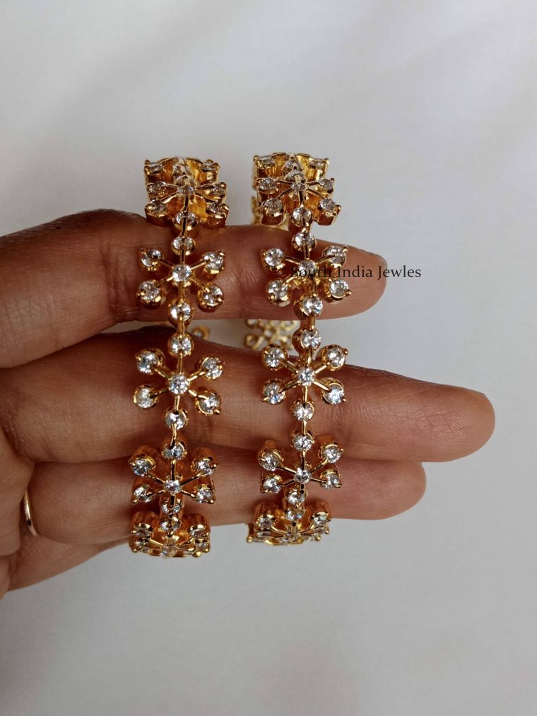 Floral Shaped CZ Stones Bangles,