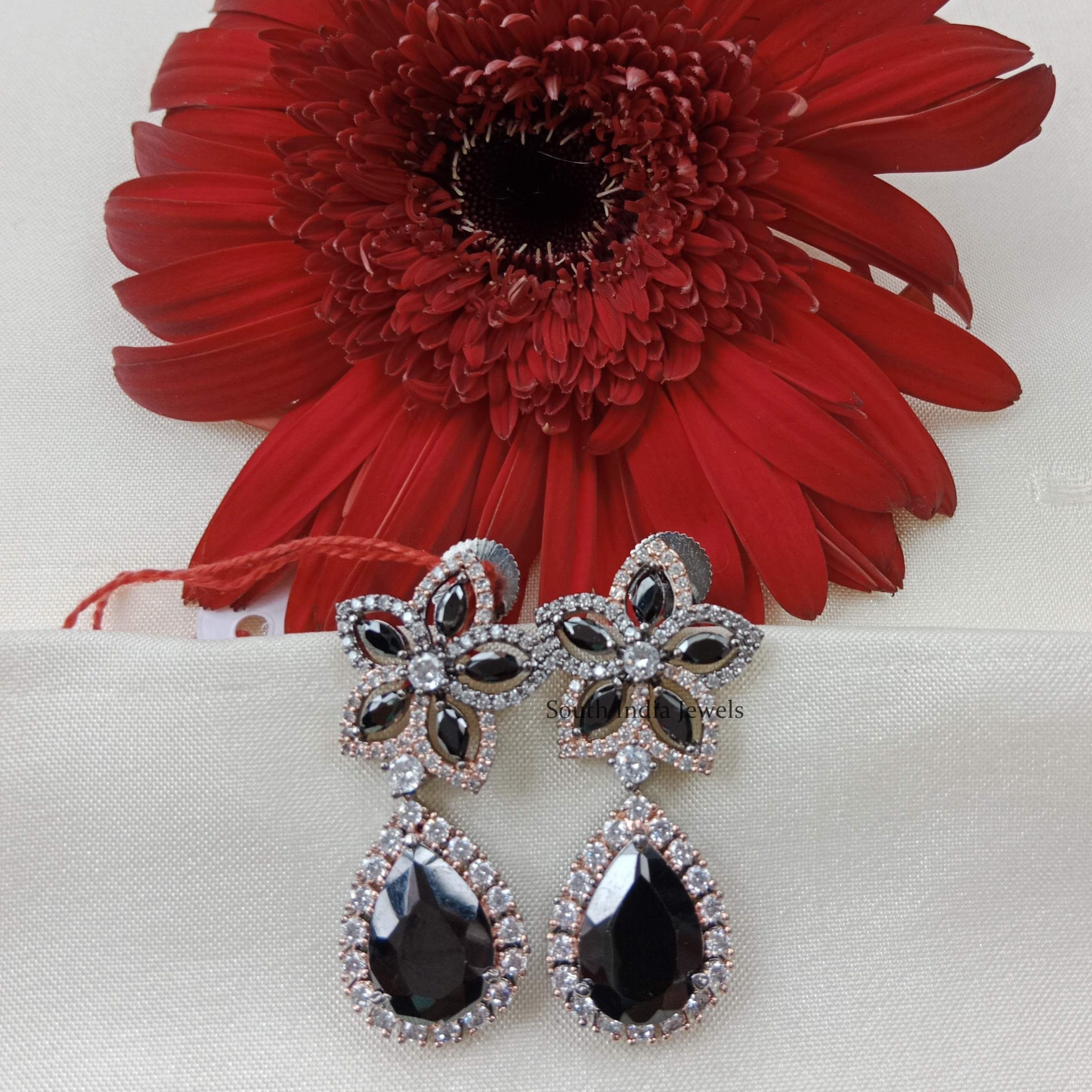 Imitation Flower Design Stone Earrings
