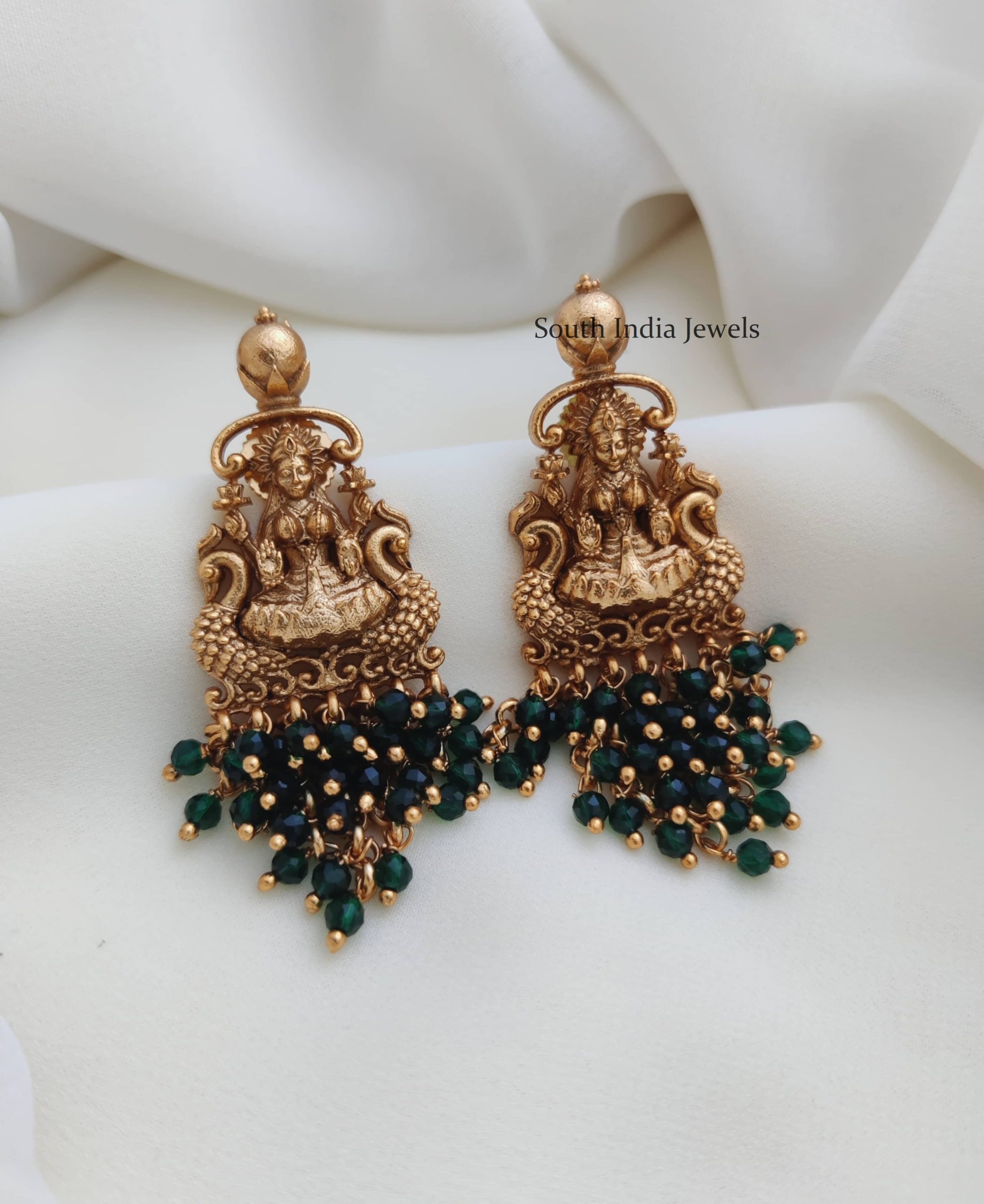 Lakshmi Green Beads Earrings