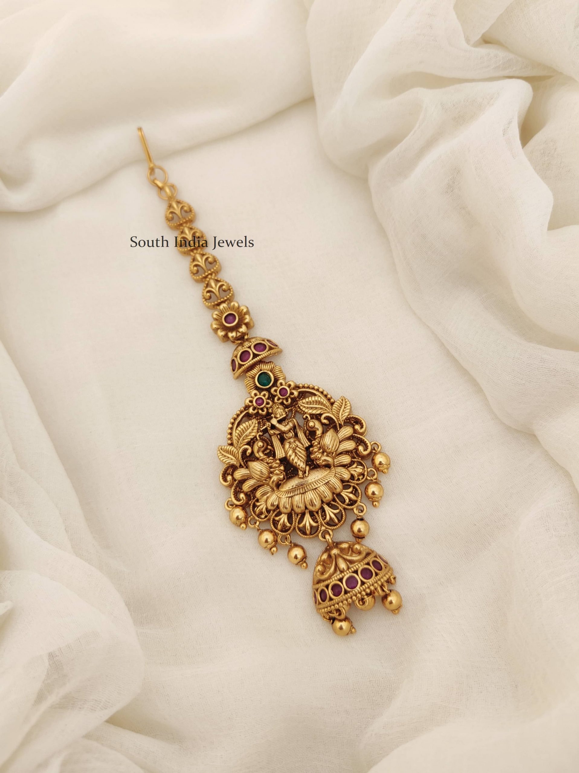 Peacock and Krishna Maang Tikka- South India Jewels Online Stores.