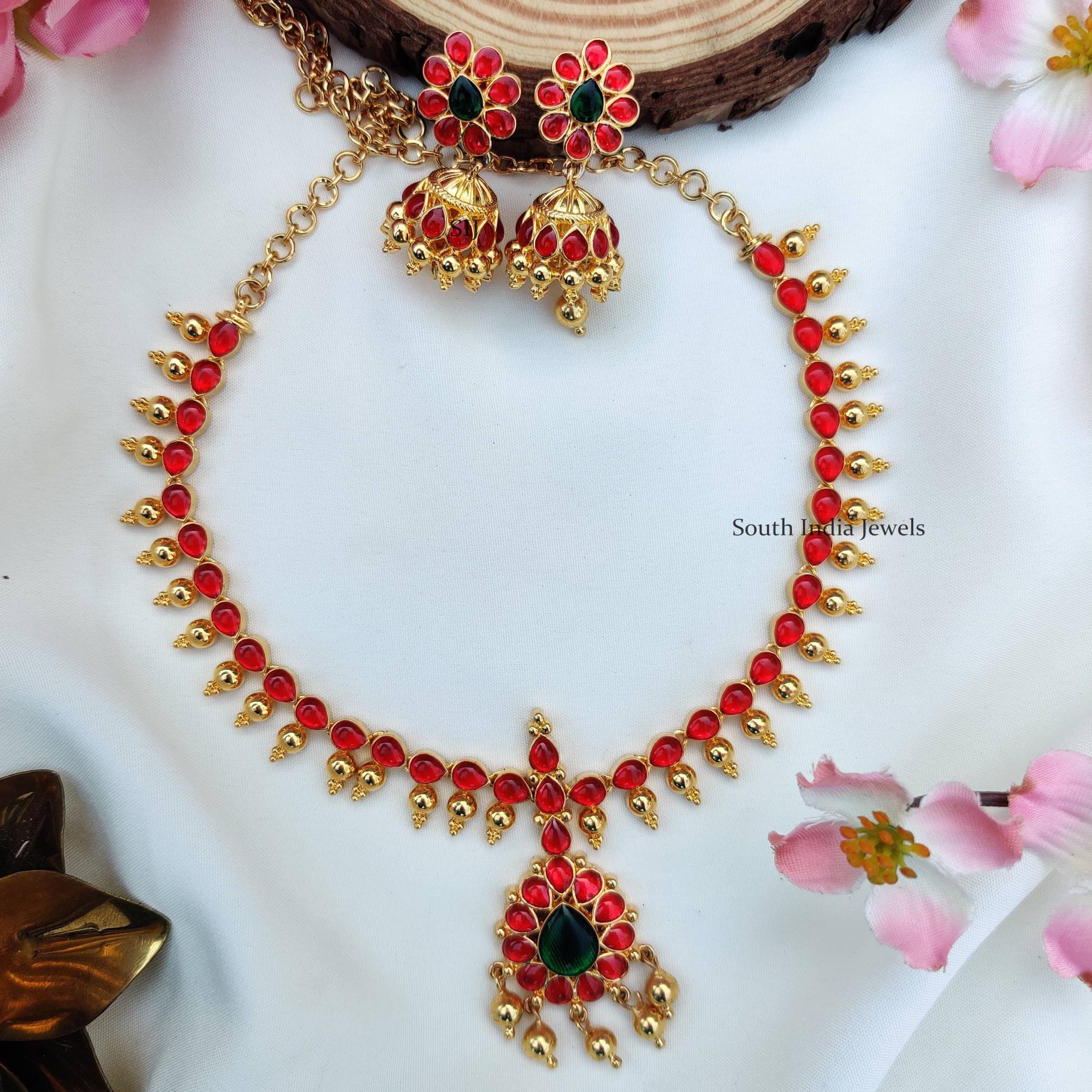Marvelous Enamel Ruby Pink Necklace