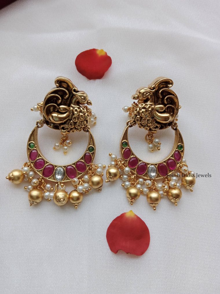 Peacock Chandbali Design Earrings,