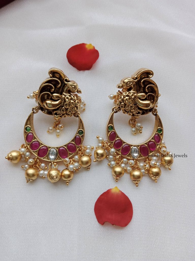 Peacock Chandbali Design Earrings- South India Jewels Online Stores