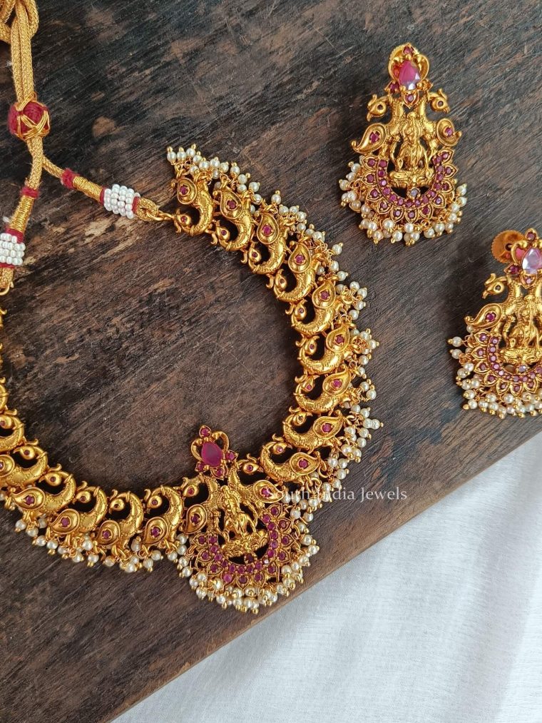 Peacock Lakshmi Design Pearls Necklace ..
