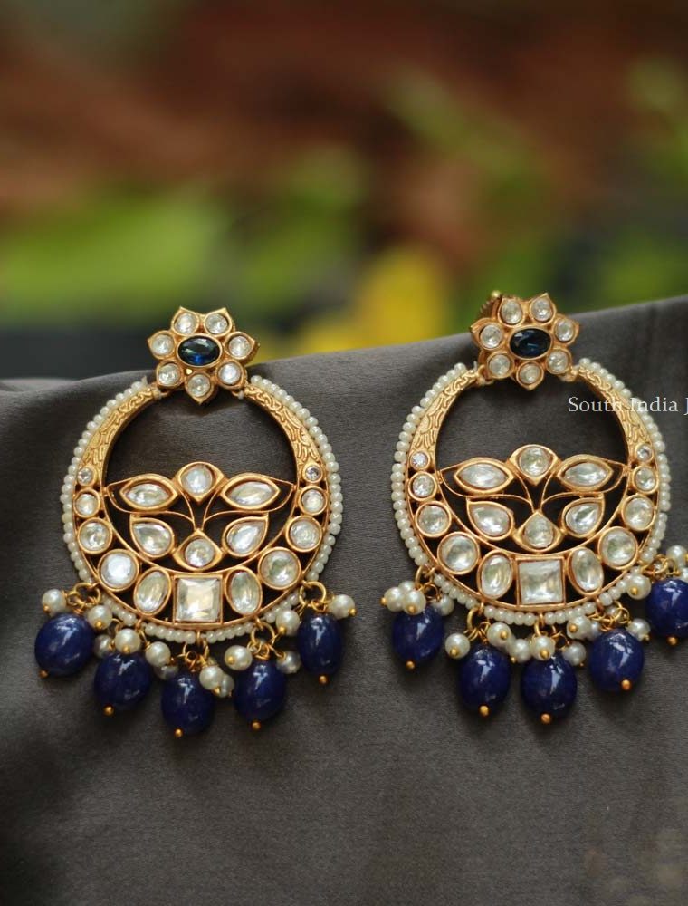 Pretty Blue Chandbali Earrings