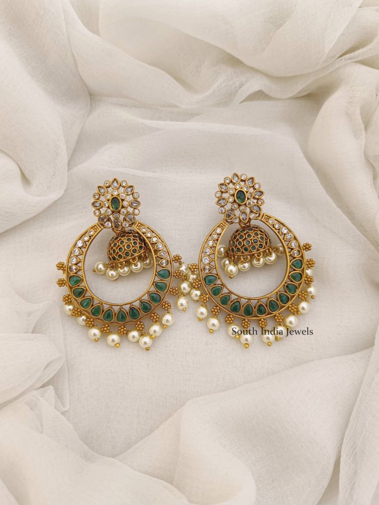 Pretty Chandbali AD Design Earrings