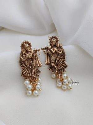 Radha Krishna Pearl Drop Earrings
