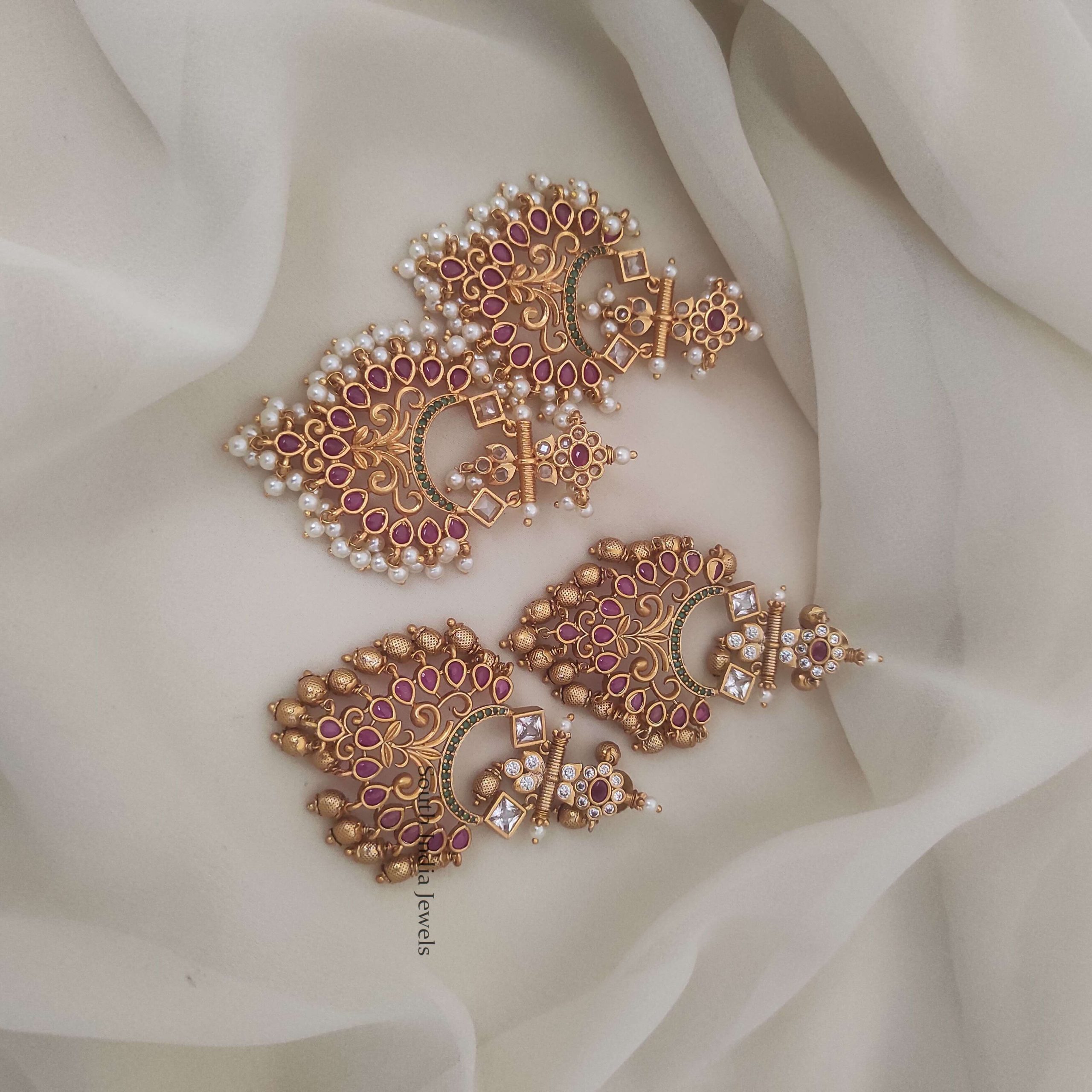 Butterfly Antique Matte Earrings - South India Jewels