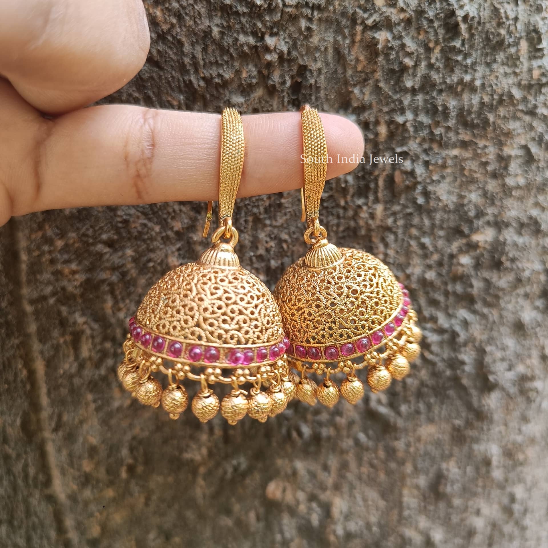 Buy Oxidized Gold Plated Handmade Black Beads Hook Drop Jhumka Online in  India  Etsy