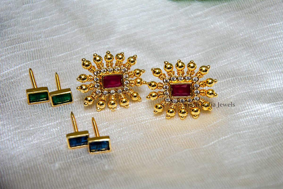 Buy Gold Studs Changeable Stones Earrings Party Wear Earrings Online in  India  Etsy